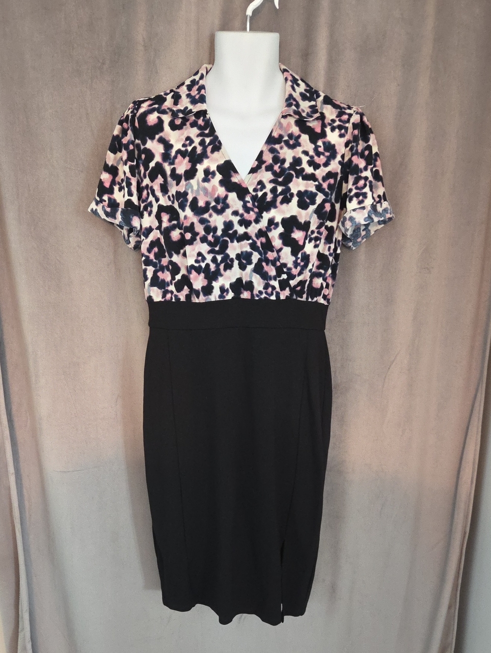 torrid Pink & Black Floral Top Black Skirt Wrap-Style Dress